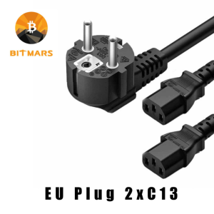 EU Plug 2xC13 Power Cord 1.5m for Antminer S19 L7